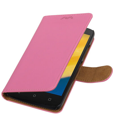 Motorola Moto C Plus Effen booktype hoesje Roze