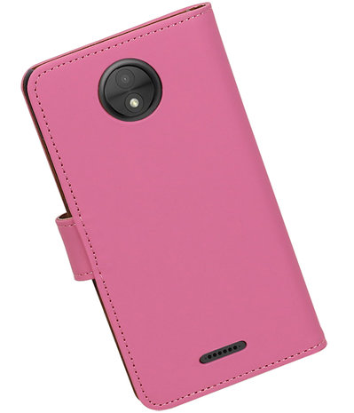 Motorola Moto C Plus Effen booktype hoesje Roze