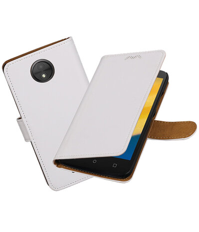 Motorola Moto C Plus Effen booktype hoesje Wit