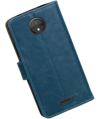 Motorola Moto C Pull-Up booktype hoesje Blauw