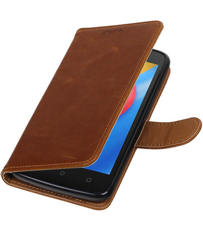 Motorola Moto C Pull-Up booktype hoesje Bruin