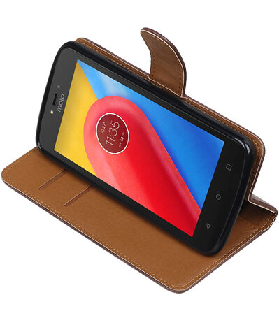 Motorola Moto C Pull-Up booktype hoesje Mocca