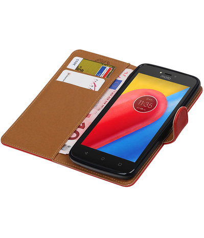 Motorola Moto C Pull-Up booktype hoesje Rood