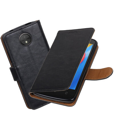 Motorola Moto C Pull-Up booktype hoesje Zwart