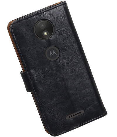Motorola Moto C Plus Pull-Up booktype hoesje Zwart