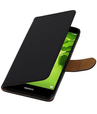 Huawei nova 2 Plus Effen booktype hoesje Wit Zwart