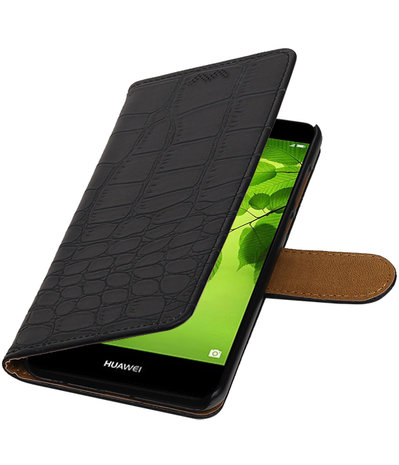 Hoesje voor Huawei nova 2 Plus Krokodil booktype Zwart