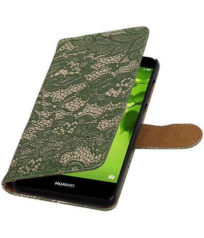 Huawei nova 2 Plus Lace booktype hoesje Donker Groen