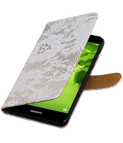 Huawei nova 2 Plus Lace booktype hoesje Wit