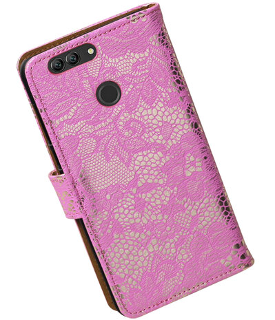 Huawei nova 2 Plus Lace booktype hoesje Roze