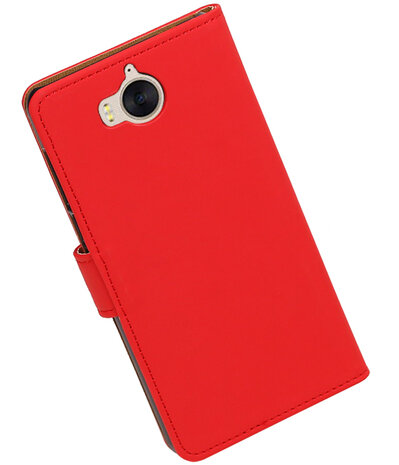 Huawei Y5 2017 / Y6 2017 Effen booktype hoesje Rood