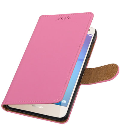 Huawei Y5 2017 / Y6 2017 Effen booktype hoesje Roze