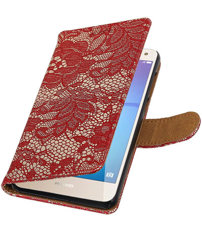 Huawei Y5 2017 / Y6 2017 Lace booktype hoesje Rood