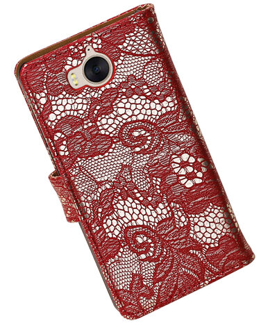 Huawei Y5 2017 / Y6 2017 Lace booktype hoesje Rood