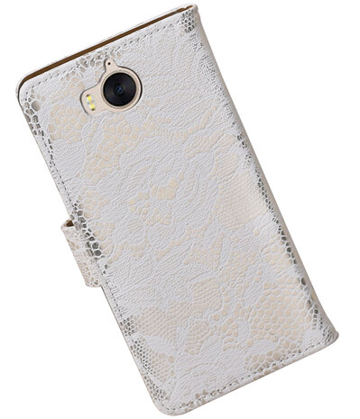 Huawei Y5 2017 / Y6 2017 Lace booktype hoesje Wit