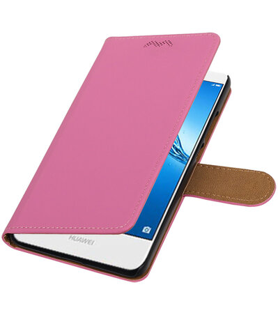 Huawei Y7 / Y7 Prime Effen booktype hoesje Roze