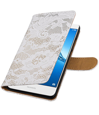 Huawei Y7 / Y7 Prime Lace booktype hoesje Wit