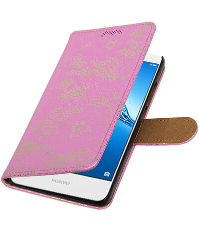 Huawei Y7 / Y7 Prime Lace booktype hoesje Roze