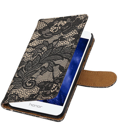 Huawei Honor 6A Lace booktype hoesje Zwart