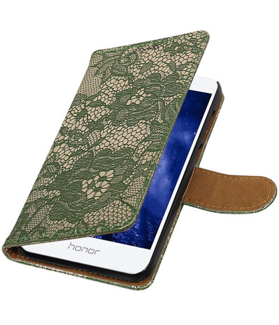 Huawei Honor 6A Lace booktype hoesje Donker Groen