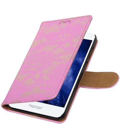 Huawei Honor 6A Lace booktype hoesje Roze