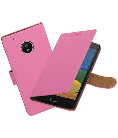 Motorola Moto G5 Effen booktype hoesje Roze