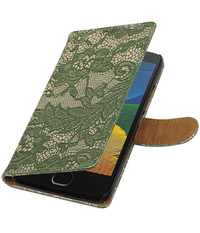 Motorola Moto G5 Lace booktype hoesje Donker Groen