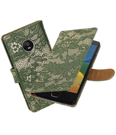 Motorola Moto G5 Lace booktype hoesje Donker Groen