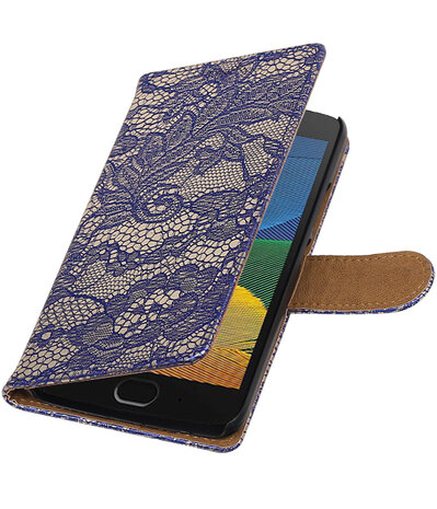 Motorola Moto G5 Lace Effen booktype hoesje Blauw