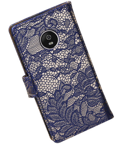 Motorola Moto G5 Lace Effen booktype hoesje Blauw