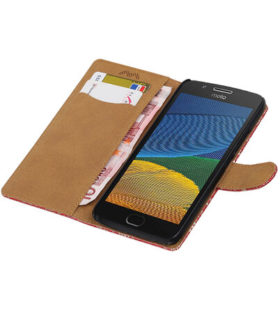 Motorola Moto G5 Lace Effen booktype hoesje Rood