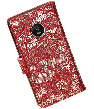 Motorola Moto G5 Lace Effen booktype hoesje Rood