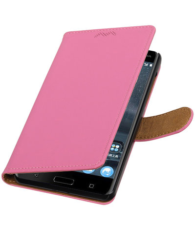 Nokia 6 Effen booktype hoesje Roze