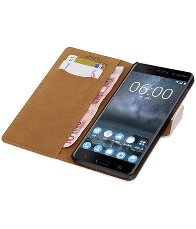 Nokia 6 Effen booktype hoesje Wit