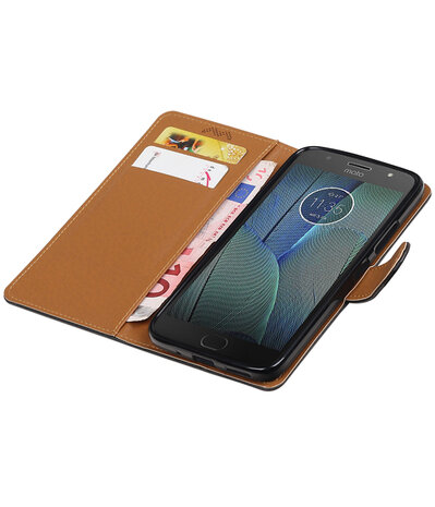Motorola Moto G5s Plus Pull-Up booktype hoesje zwart