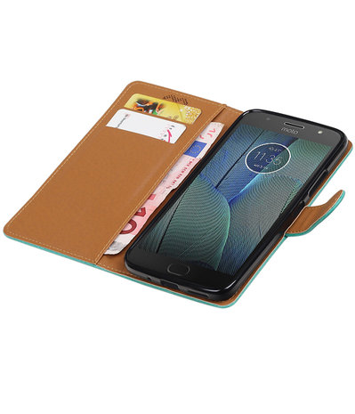 Motorola Moto G5s Plus Pull-Up booktype hoesje groen