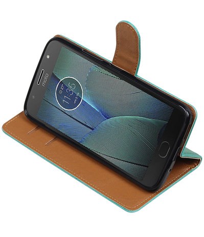 Motorola Moto G5s Plus Pull-Up booktype hoesje groen
