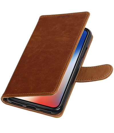 Apple iPhone X Pull-Up booktype hoesje Bruin