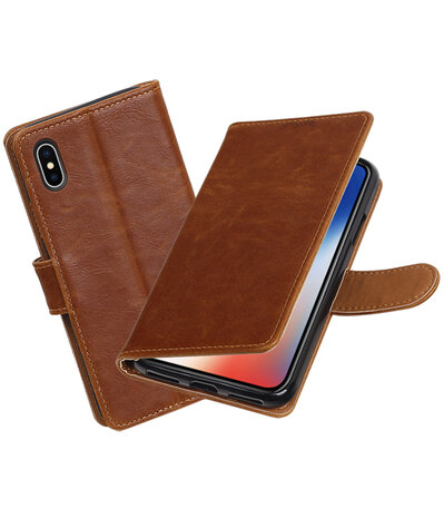Apple iPhone X Pull-Up booktype hoesje Bruin