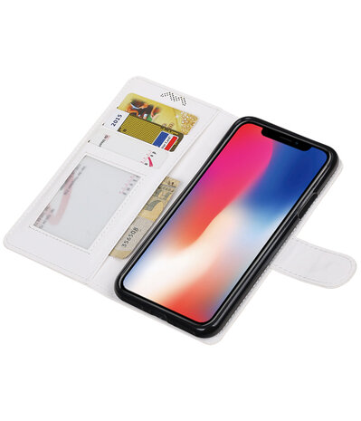 Wit Portemonnee booktype hoesje Apple iPhone X