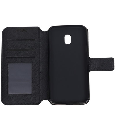 Zwart Samsung Galaxy J3 2017 TPU wallet case booktype hoesje HM Book