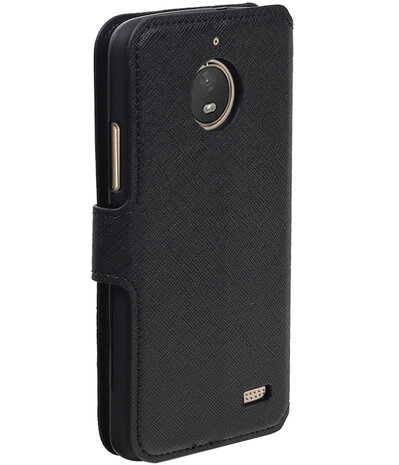 Zwart Motorola Moto E4 TPU wallet case booktype hoesje HM Book