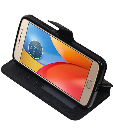 Zwart Motorola Moto E4 TPU wallet case booktype hoesje HM Book