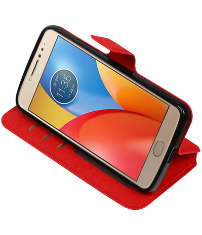 Rood Motorola Moto E4 TPU wallet case booktype hoesje HM Book