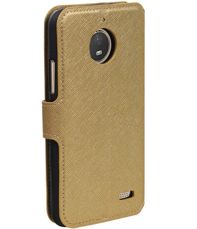 Goud Motorola Moto E4 TPU wallet case booktype hoesje HM Book