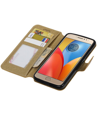 Goud Motorola Moto E4 TPU wallet case booktype hoesje HM Book