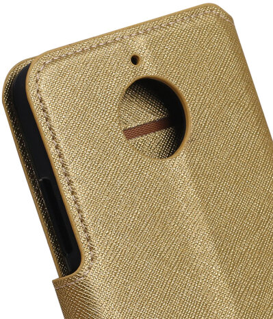 Goud Motorola Moto E4 TPU wallet case booktype hoesje HM Book