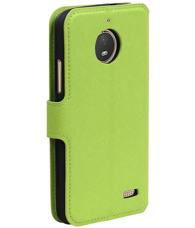 Groen Motorola Moto E4 TPU wallet case booktype hoesje HM Book