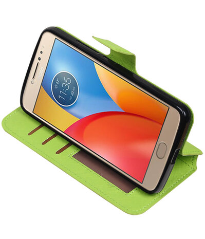 Groen Motorola Moto E4 TPU wallet case booktype hoesje HM Book