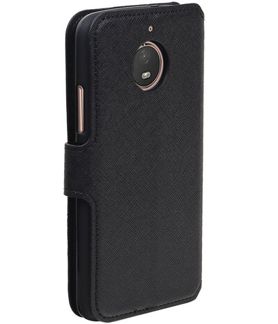 Zwart Motorola Moto E4 Plus TPU wallet case booktype hoesje HM Book